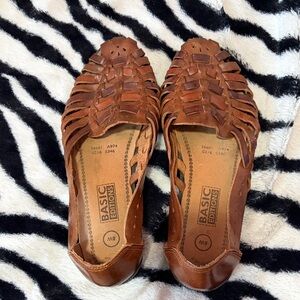 Basic Editions Brown Woven Leather Moccasins